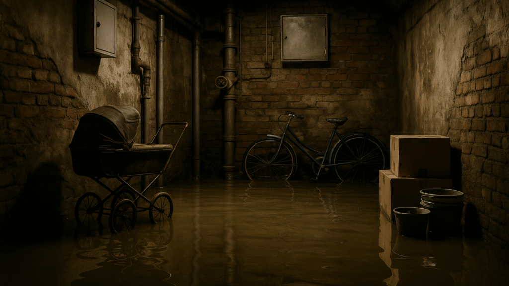 En oversvømt kjeller på Frogner. Her trengs det nok en rørleggervakt.