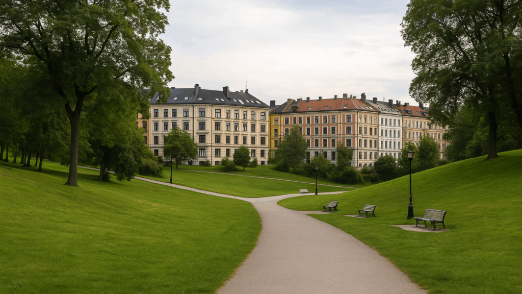 Bilde fra en park i nærheten, trenger du Rørleggervakt St. Hanshaugen så kommer vi