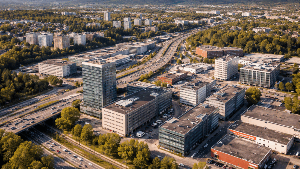 Oversiktsbilde over Bryn. Har du vannproblemer kontakt oss på Rørleggervakt Bryn